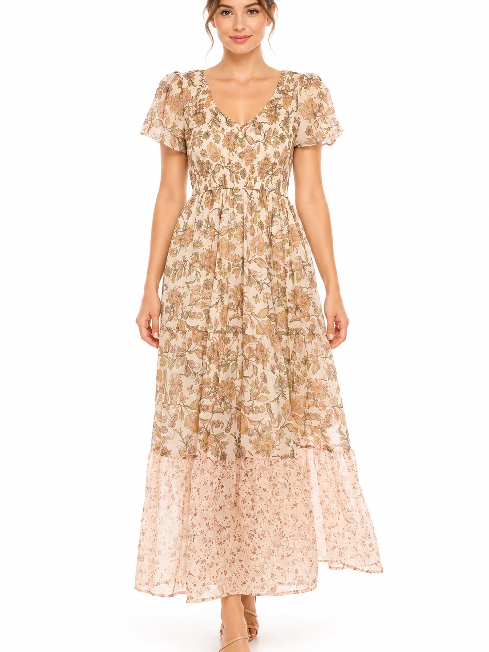 41. A collective story • NWT $168 USD Romantic Tiered Maxi Dress in Blush Floral